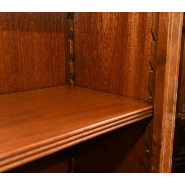 Regency Sheraton Open Front Walnut Bookcases, Set of 2 For Sale - Image 13 of 15