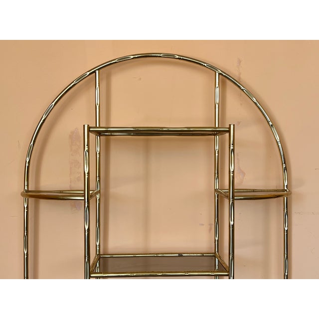 1960s 1970s Brass Faux Bamboo Glass Display Unit Hollywood Regency 1980s For Sale - Image 5 of 8