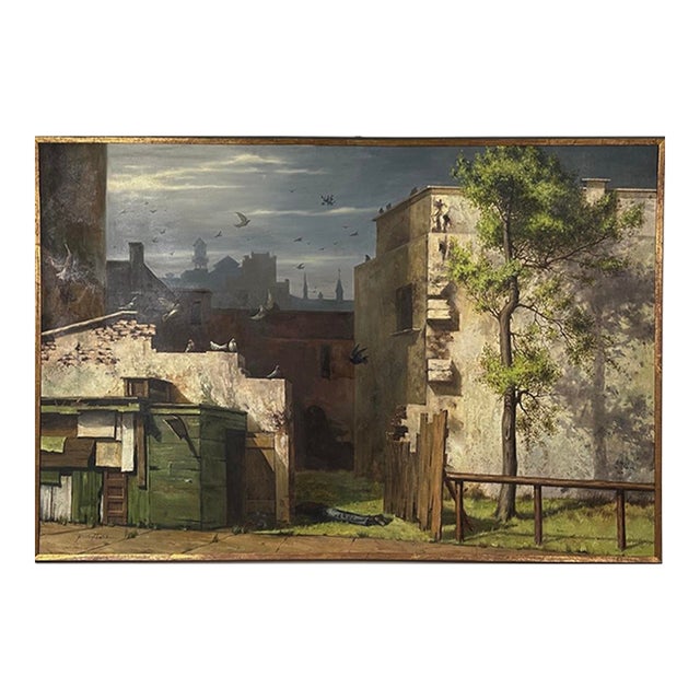 Vintage Fantasy Realist Abandoned Cityscape by Paul Gorka, Signed (1970, Oil on Canvas) For Sale