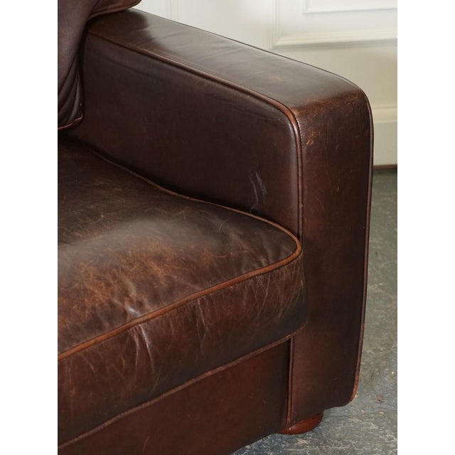 Vintage Brown Leather Two to Three Seater Sofa For Sale - Image 5 of 16