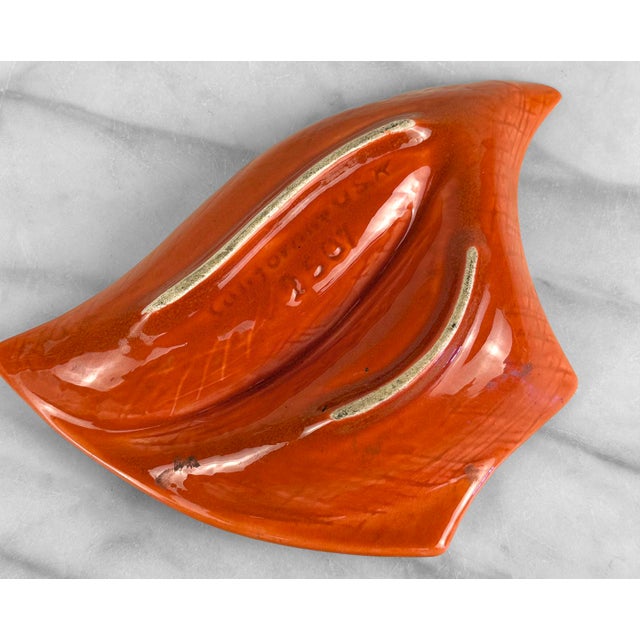 Mid 20th Century Mid-Century Atomic California Pottery Orange Drip Glaze Ashtray For Sale - Image 5 of 10