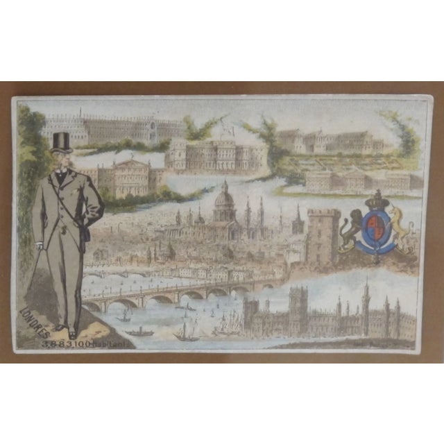 French Early 1900s Framed French City Card, London For Sale - Image 3 of 4