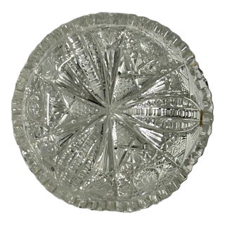 Antique American Brilliant Cut Glass Bowl With Starburst & Hobstar Motif For Sale