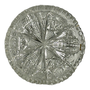 Antique American Brilliant Cut Glass Bowl With Starburst & Hobstar Motif