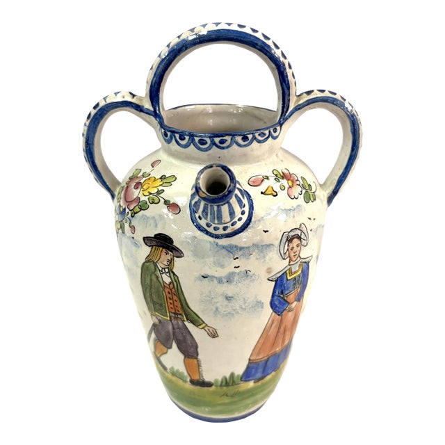 Vintage Signed French Faïence Hand Painted Pottery Teapot For Sale