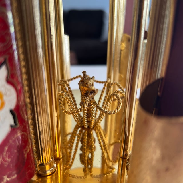 Animal Skin 1940s Mid-Century Italian Reuge Ballerina Leather Lipstick Musical Carousel Music Box For Sale - Image 7 of 10