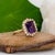 3.1ct Amethyst Ring with Earth Mined Diamonds in Solid 14K Yellow Gold EM 11x8mm For Sale In Columbus - Image 6 of 9