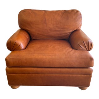 Ethan Allen Traditional Leather Chair and a Half For Sale