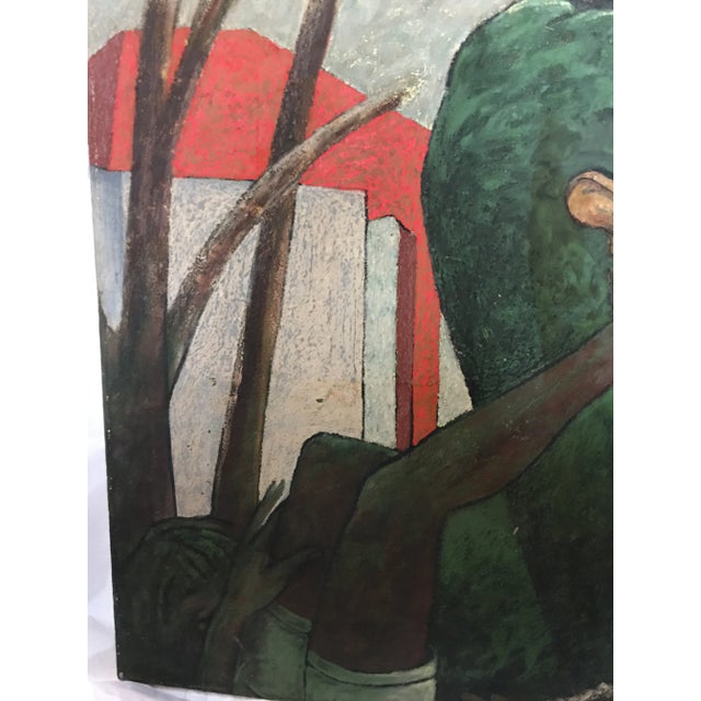 Green 1990s Expressionist Figurative Mixed-Media Painting by Gidon Bendor For Sale - Image 8 of 11