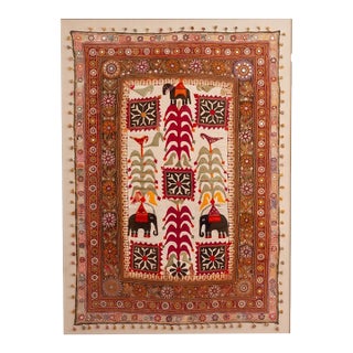 68" Tall Vintage Gujarati Framed Tapestry For Sale