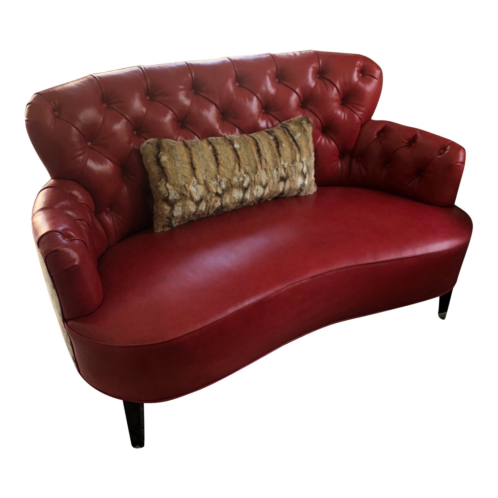 Antique Lipstick Red Leather Tufted Sofa Settee Chairish