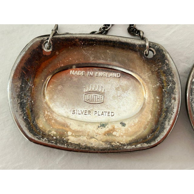 English Vintage Ianthe Silver Plated "Sherry & Brandy Decanter Labels/Tags Sheffield Made in England S/2 For Sale - Image 3 of 3