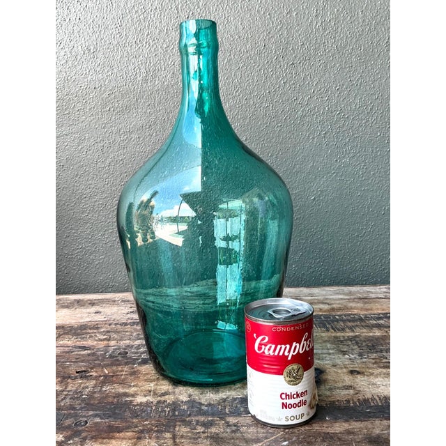 Vintage Teal Glass Demijohn For Sale - Image 13 of 13