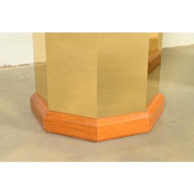 Brass Thomasville Modern Art Deco Brass and Glass Double Pedestal Dining Table, Circa 1980s For Sale - Image 8 of 11