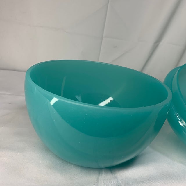 Large Tiffany Blue Opaline French Style Lidded Apple Vessel For Sale In Chicago - Image 6 of 8