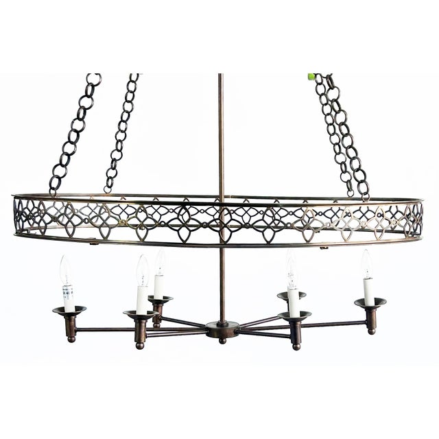 Bronze Oval Thomas Pheasant Baker Chandelier, Bronze Chain, Canopy, Italy, 52" to 70"h For Sale - Image 8 of 18