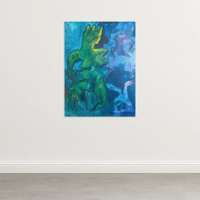 Follower of the Cobra Group, Abstract Figure Composition, 1990s, Oil on Panel, in Good conditions. Designed 1990 to 1999