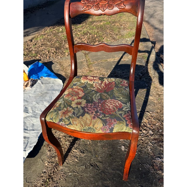 Rose Early 20th Century Carved Rose Back Mahogany Side Chair For Sale - Image 8 of 12