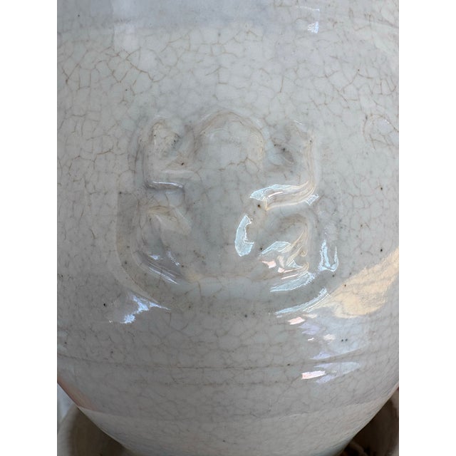 Late 20th Century Vintage Crackle Glaze Ceramic Planter With Attached Saucer, French Country Style For Sale - Image 5 of 11