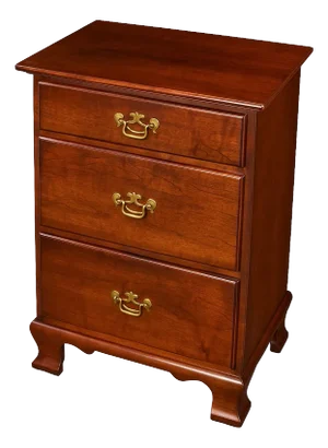 Stickley Solid Cherry Three-Drawer Nightstand or Bedside Chest With Brass Hardware