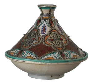 Moroccan Moorish Ceramic Polychrome Bowl/Tajine with Lid