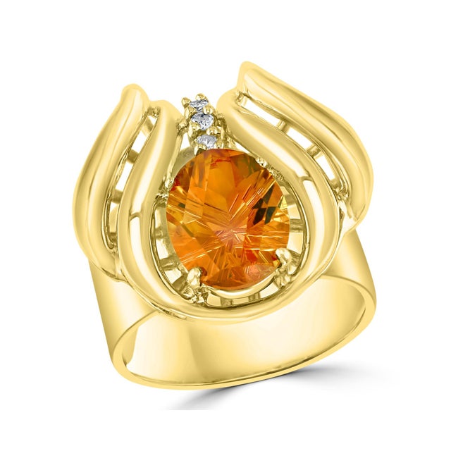 4 Carat Oval Citrine and Diamond Ring in 14 Karat Yellow Gold, Estate For Sale - Image 14 of 18
