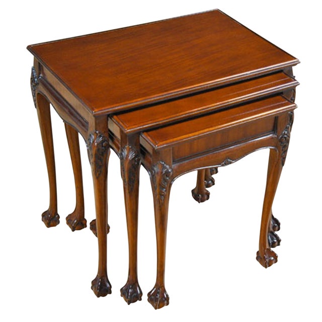 Traditional Mahogany Nesting Table Set of 3 Chairish