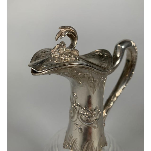 Silver Antique Rococo Crystal and Silver Ewers, 1850, Set of 2 For Sale - Image 8 of 9