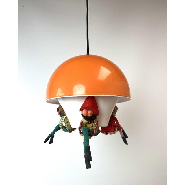 Vintage Children's Room Hanging Lamp with Dwarfs, 1970s For Sale - Image 3 of 15