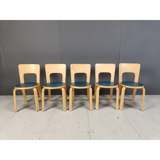 Model 66 Dining Chairs attributed to Alvar Aalto for Artek, 1960s, Set of 5 For Sale - Image 12 of 17