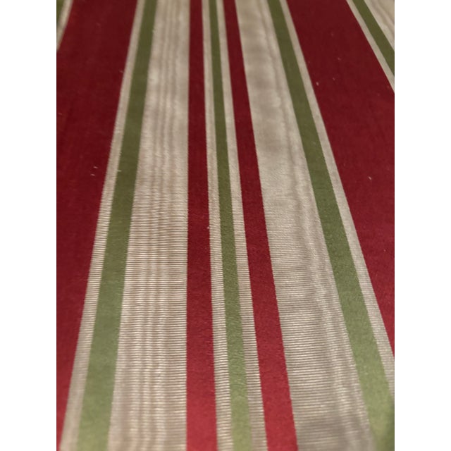 English 20 Yards of Stripe Moire Green, Red, and Cream. For Sale - Image 3 of 6