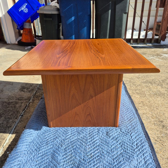 1980s 1980s Vejle Stole & Mobelfabrik Danish Modern Teak Pedestal Base Square Coffee Table For Sale - Image 5 of 9