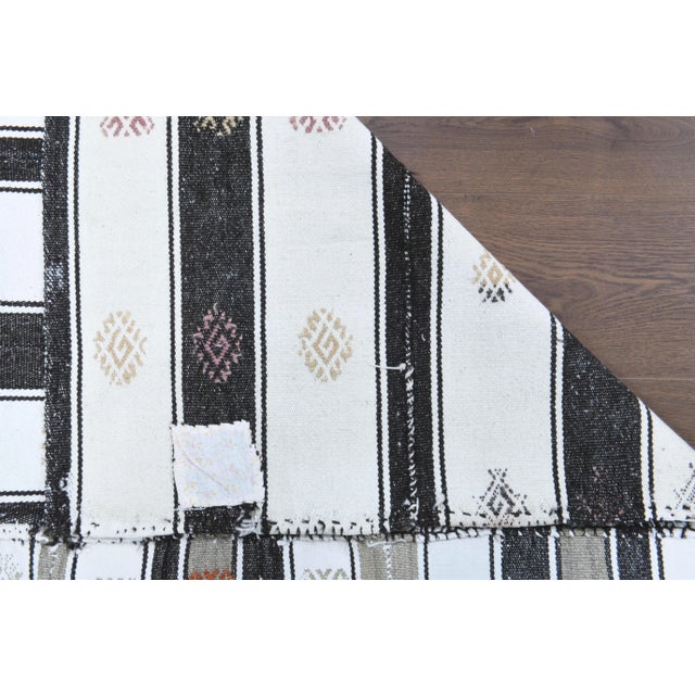Vintage Turkish Oushak Handmade Cotton White Wool Kilim Area Rug For Sale - Image 9 of 11