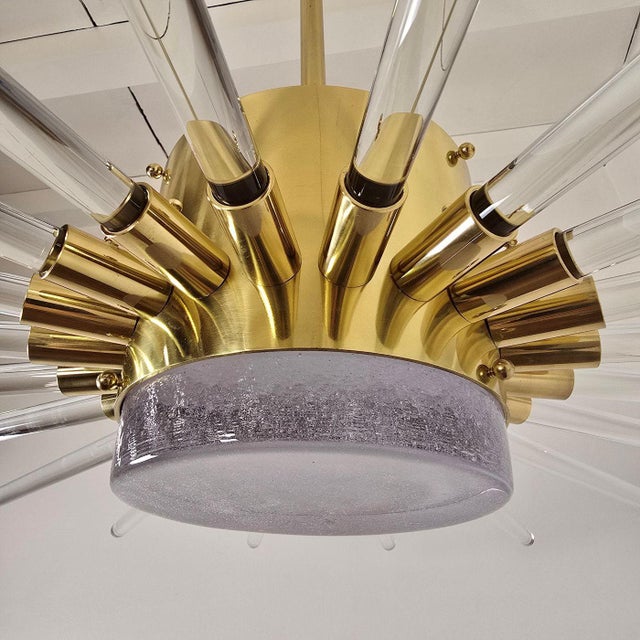 1980s Mid-Century Modern Transparent Glass Sputnik Chandelier For Sale - Image 9 of 14