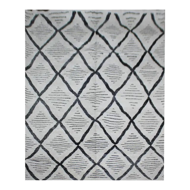 Hand Knotted Borderless Modern Design Bamboo Silk Rug. 9' X 12' For Sale