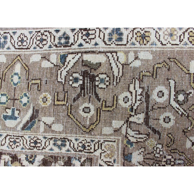 Chocolate Chocolate Brown Background Antique Persian Tabriz Rug With All-Over Design For Sale - Image 8 of 16