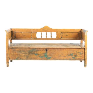 19th Century Swedish Pine Storage Bench For Sale