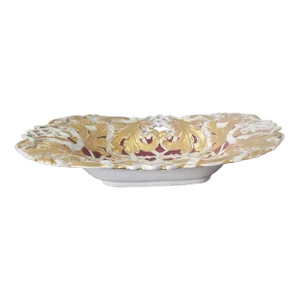 18th Century Large Meissen Gilt and Rose Du Berry Braided Porcelain Bowl