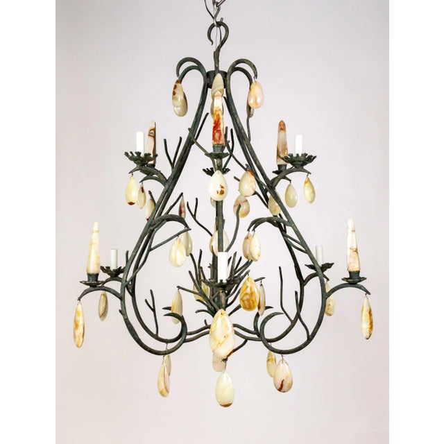 Late 20th Century Late 20th Century Giant Forest Green Branch Chandelier With Onyx Crystals by Luciano Tempo For Sale - Image 5 of 12