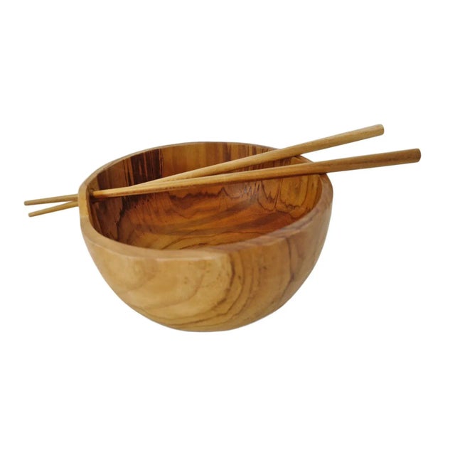 Teak Bowl W/Chopsticks For Sale In Los Angeles - Image 6 of 6