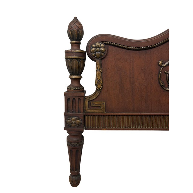 Antique Neoclassical Mahogany Twin Bed Frame With Hand-Painted Classical Medallions & Gilt Decoration For Sale - Image 9 of 10