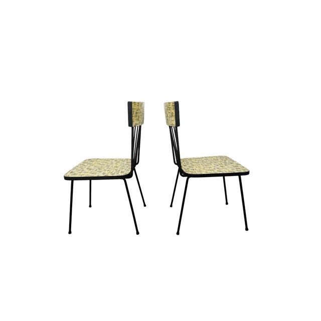 Black 1960s Mid-Century Child’s Dinette Set With Yellow Crosshatch Laminate For Sale - Image 8 of 18