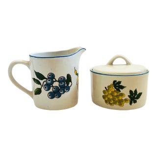 Stoneware Creamer and Sugar Bowl - Set of 2 For Sale