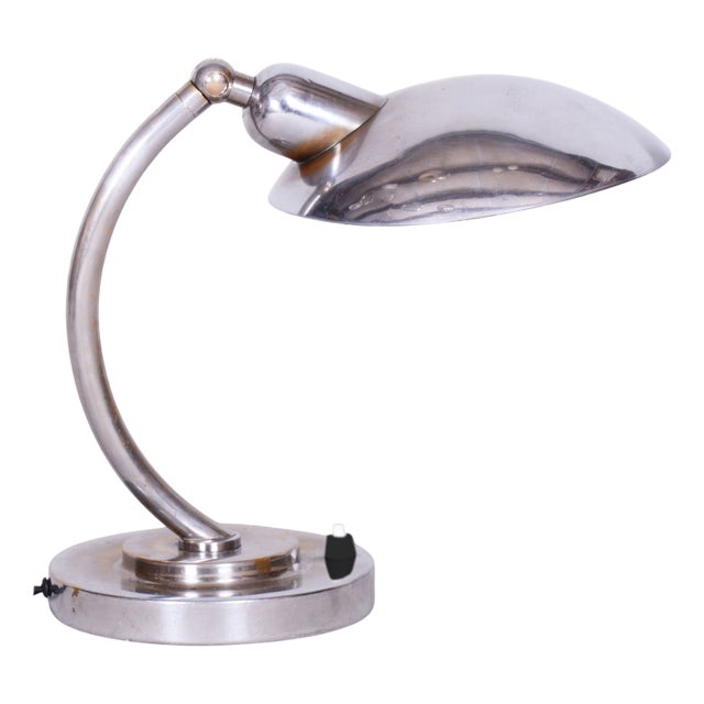 Bauhaus Chrome Table Lamp attributed to Frant Anyz, Czechia, 1920s For Sale