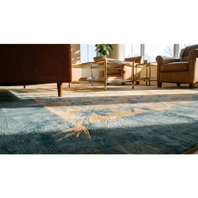 Soothing Camel Background With Soft Color Palmettes Pattern Antique Chinese Art Deco Rug For Sale - Image 13 of 15