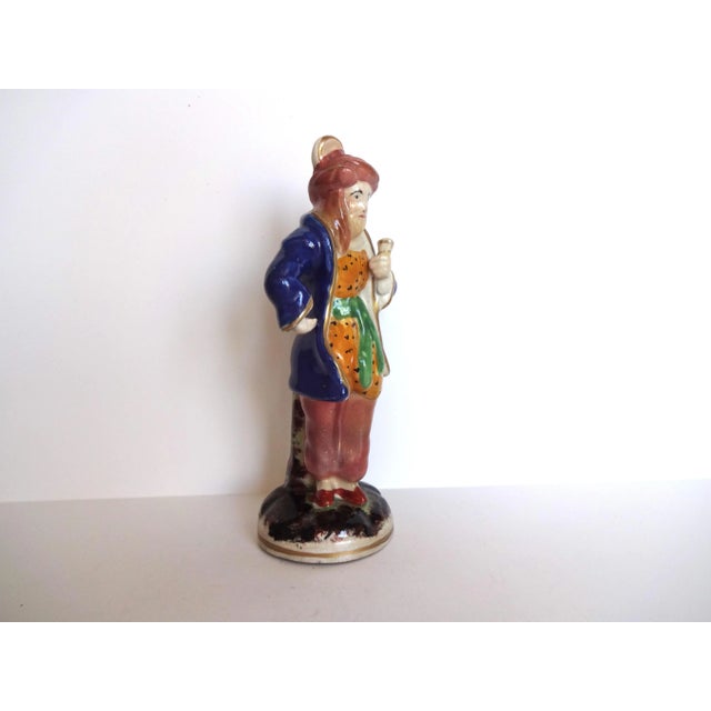 19th Century 19th-Century Antique Staffordshire Figurine of a Man in a Blue Coat and Turban For Sale - Image 5 of 10