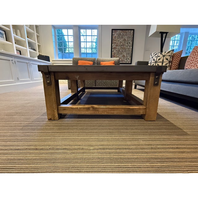 West Elm Rustic Rectangular Coffee Table For Sale - Image 4 of 5