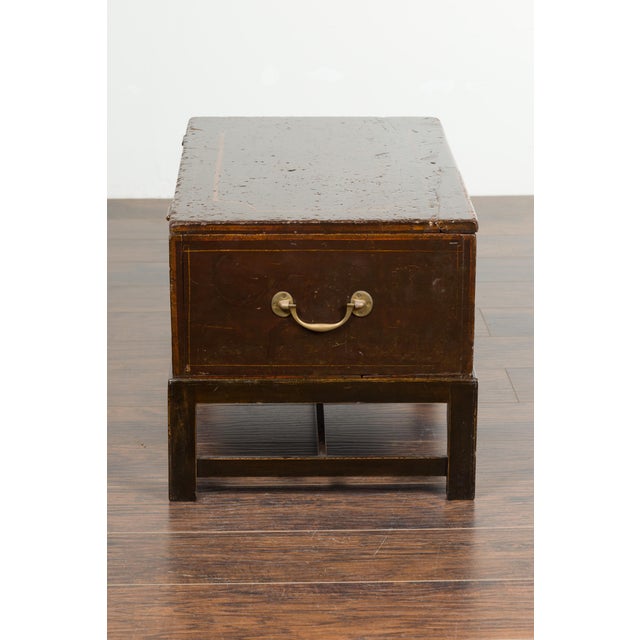 English English 19th Century Painted Wood Box Mounted on a Newer Custom Stand For Sale - Image 3 of 12