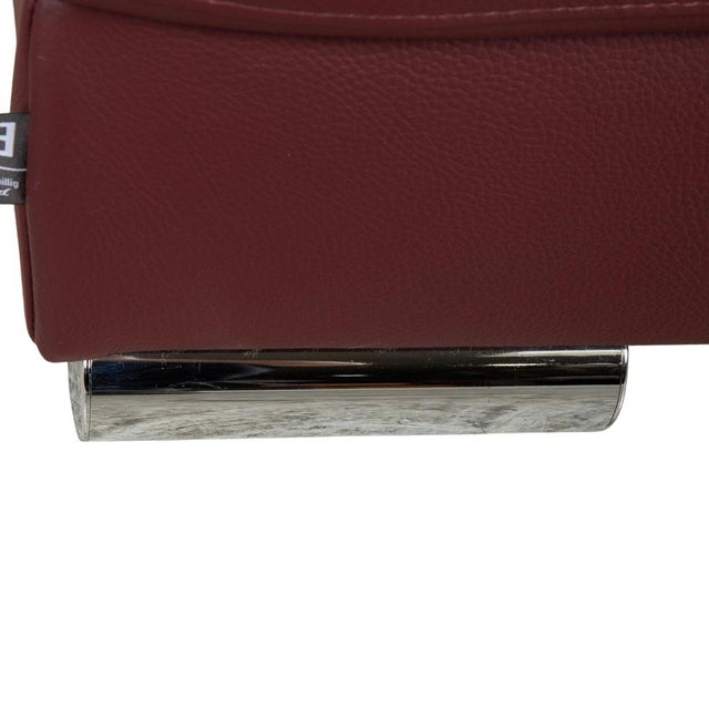 Blues Leather Stool in Red Wine and Red Bordeaux Chrome from Ewald Schillig For Sale - Image 4 of 12