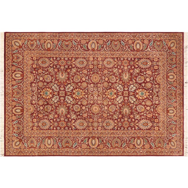 Chestnut Shabby Chic 1990's Pak-Persian Burgundy/Grey Wool Rug - 6'0'' X 9'4'' For Sale - Image 8 of 9
